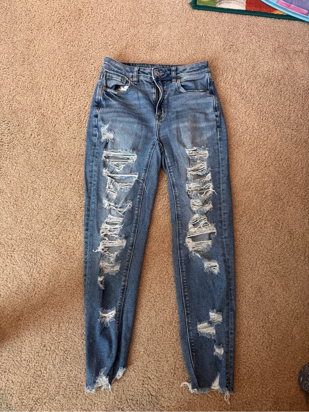 American Eagle Outfitters Women's Ripped Skinny Jeans in Blue